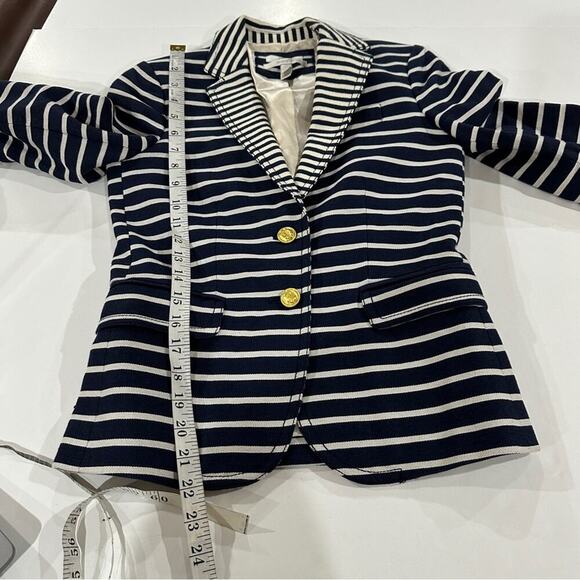 J. Crew Schoolboy‎ Navy Blue & White Striped Long Sleeve Button Blazer Size 00 - Picture 11 of 11